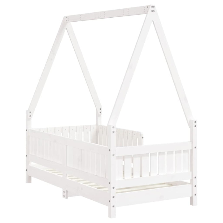 sengeramme til juniorseng 70x140 cm massivt fyrretræ hvid