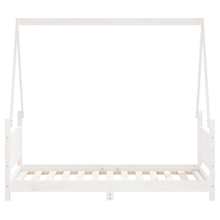sengeramme til juniorseng 80x160 cm massivt fyrretræ hvid