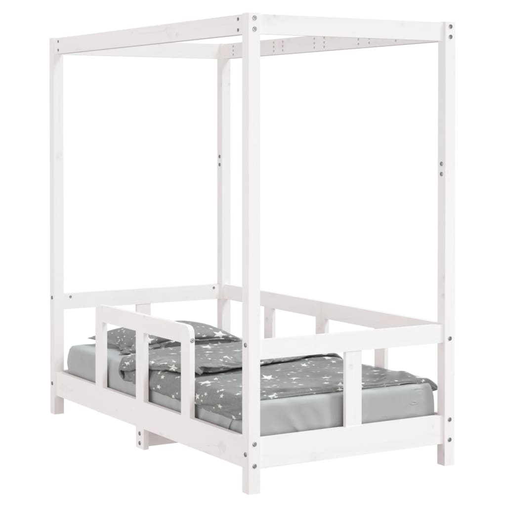 sengeramme til juniorseng 70x140 cm massivt fyrretræ hvid