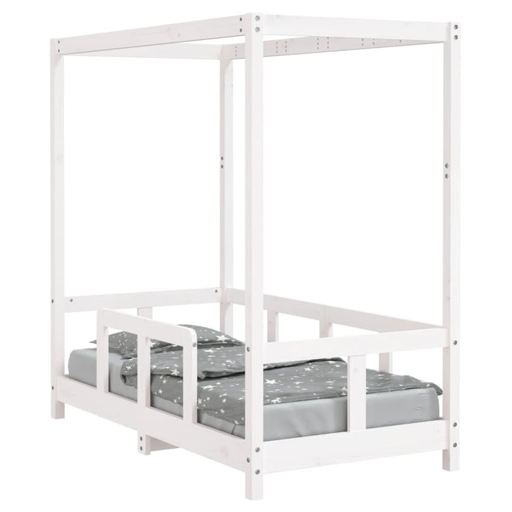 sengeramme til juniorseng 70x140 cm massivt fyrretræ hvid