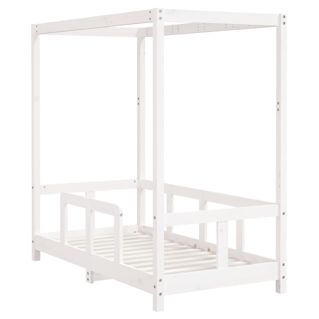 sengeramme til juniorseng 70x140 cm massivt fyrretræ hvid