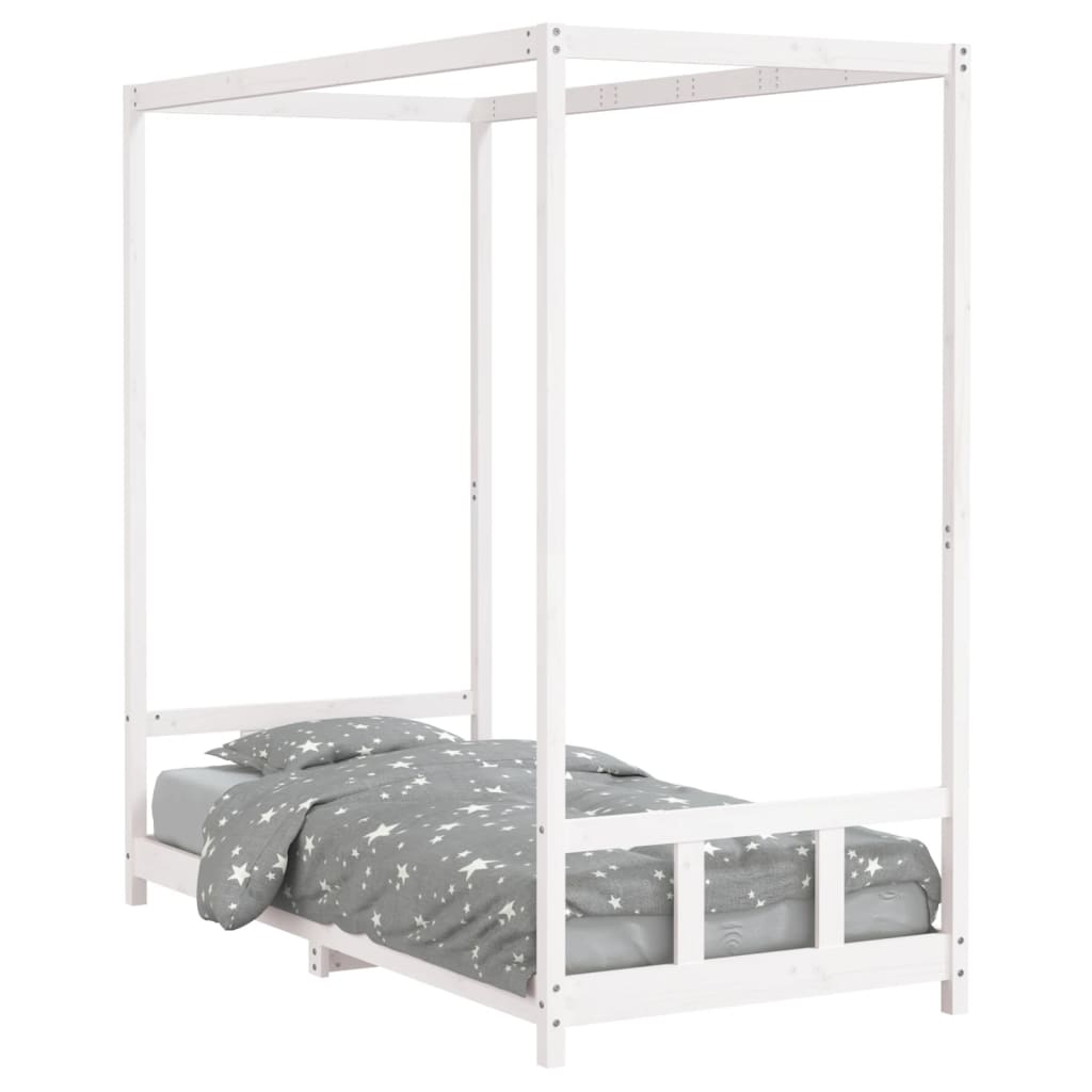 sengeramme til juniorseng 90x190 cm massivt fyrretræ hvid