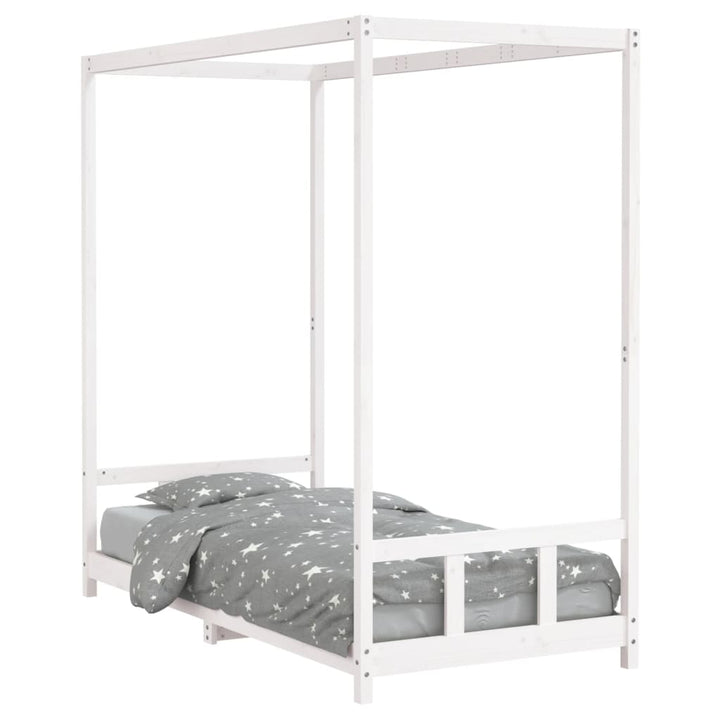 sengeramme til juniorseng 90x190 cm massivt fyrretræ hvid