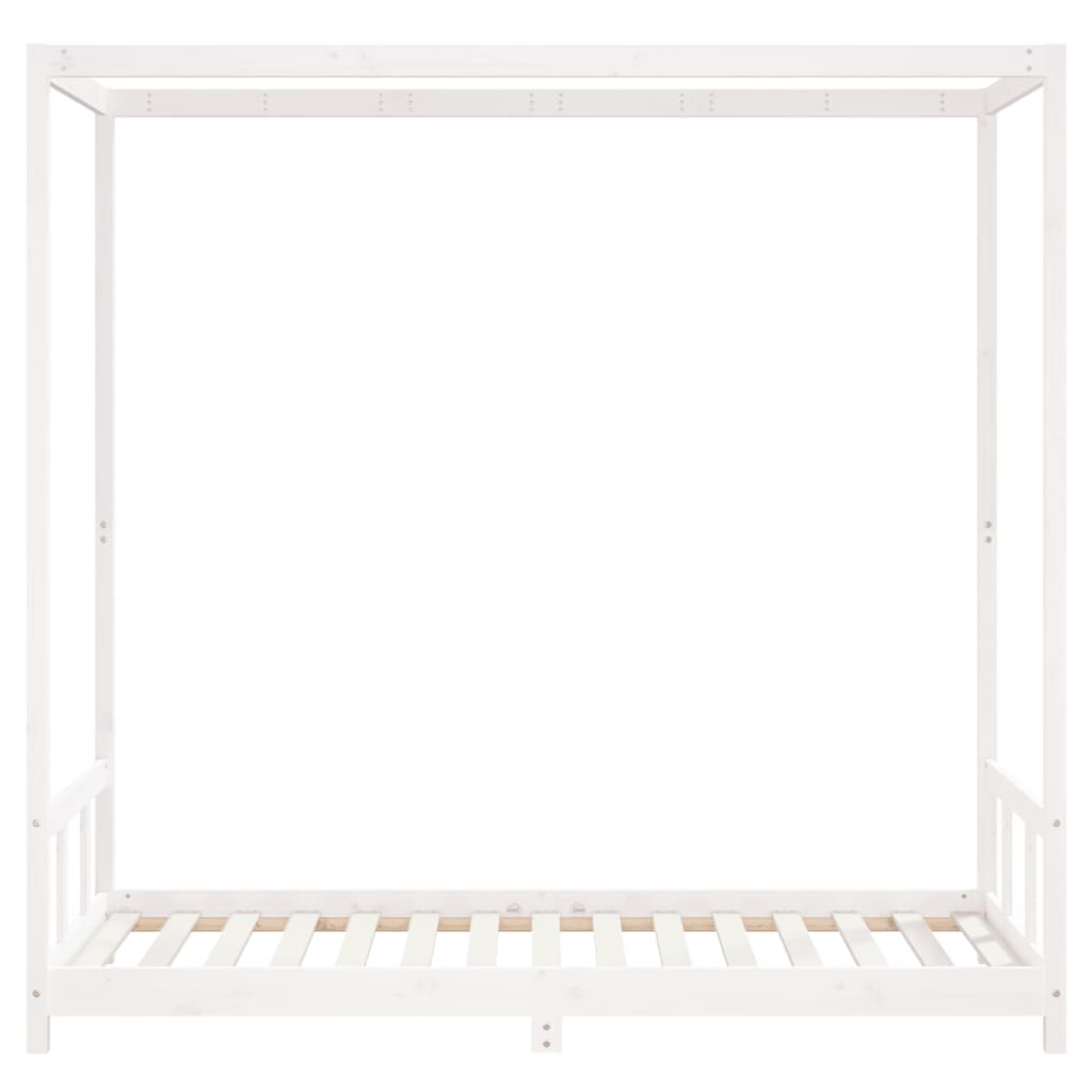 sengeramme til juniorseng 90x190 cm massivt fyrretræ hvid