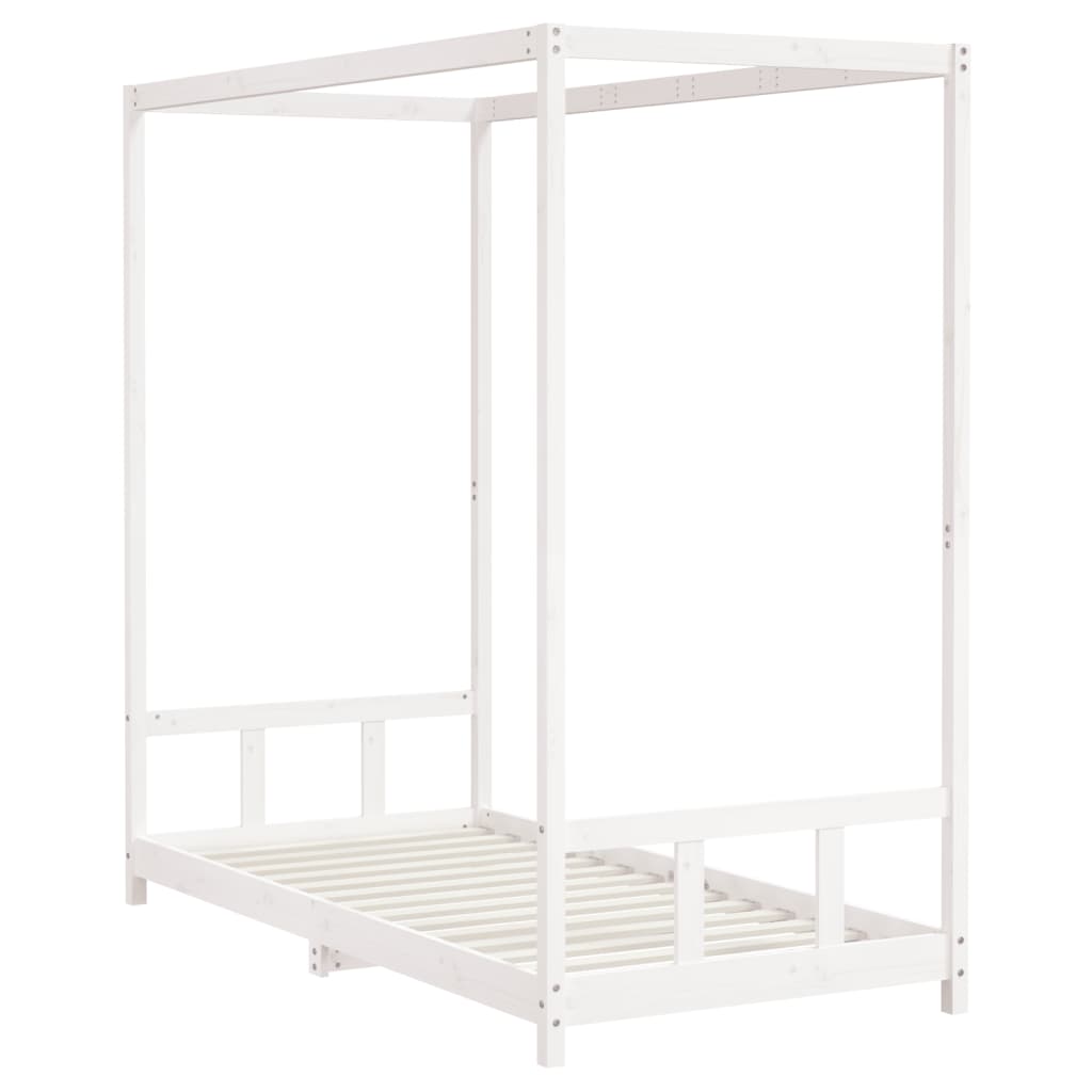 sengeramme til juniorseng 90x190 cm massivt fyrretræ hvid