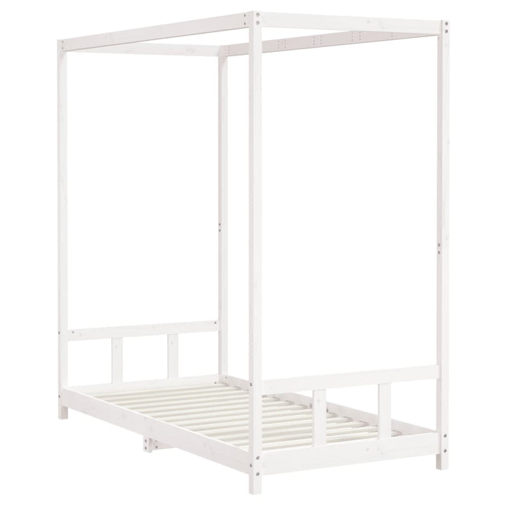 sengeramme til juniorseng 90x190 cm massivt fyrretræ hvid