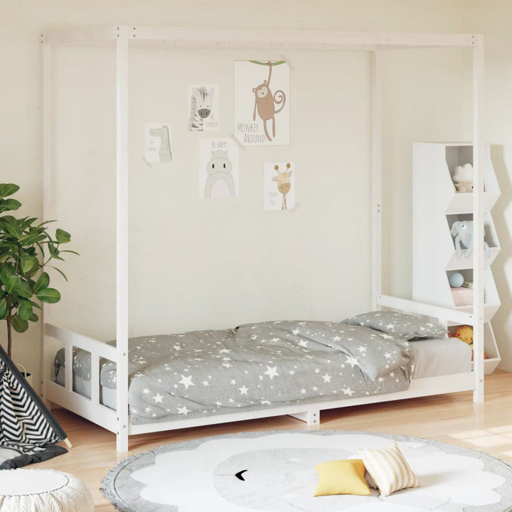 sengeramme til juniorseng 90x190 cm massivt fyrretræ hvid