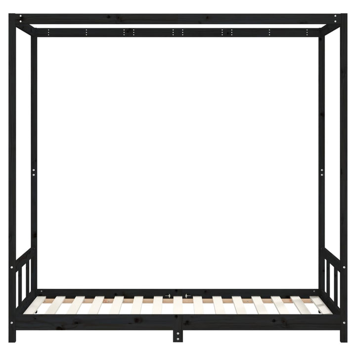 sengeramme til juniorseng 90x190 cm massivt fyrretræ sort