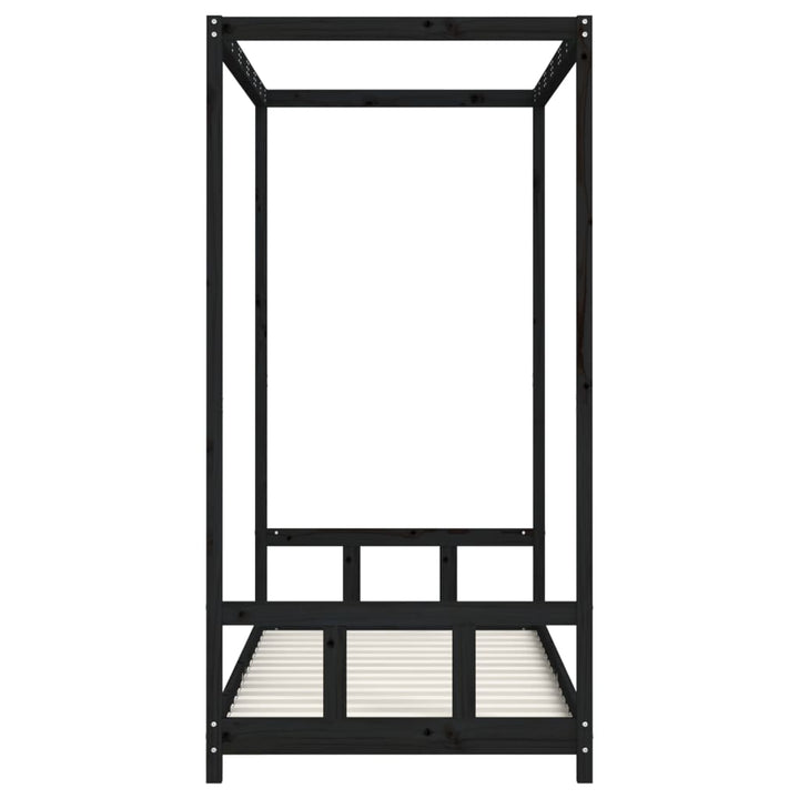 sengeramme til juniorseng 90x190 cm massivt fyrretræ sort