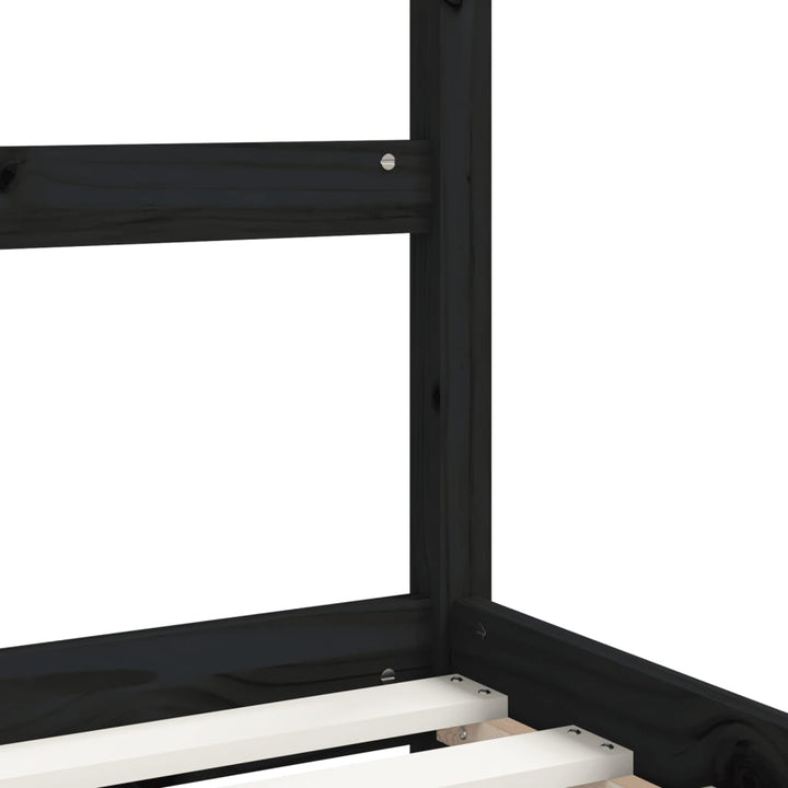 sengeramme til juniorseng 90x190 cm massivt fyrretræ sort