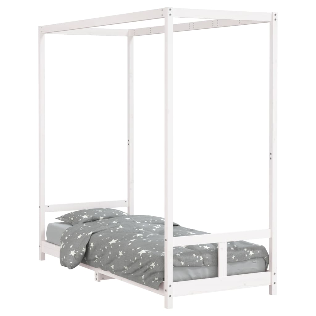 sengeramme til juniorseng 80x200 cm massivt fyrretræ hvid