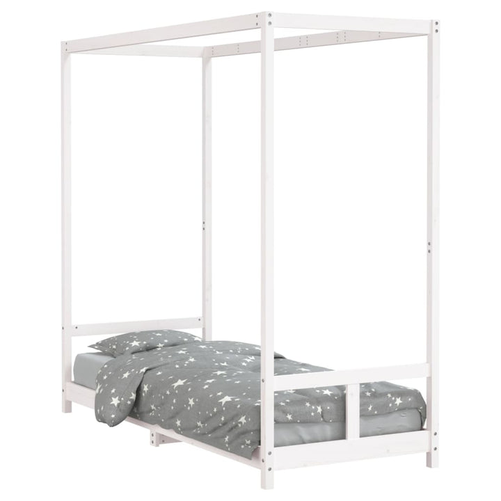 sengeramme til juniorseng 80x200 cm massivt fyrretræ hvid