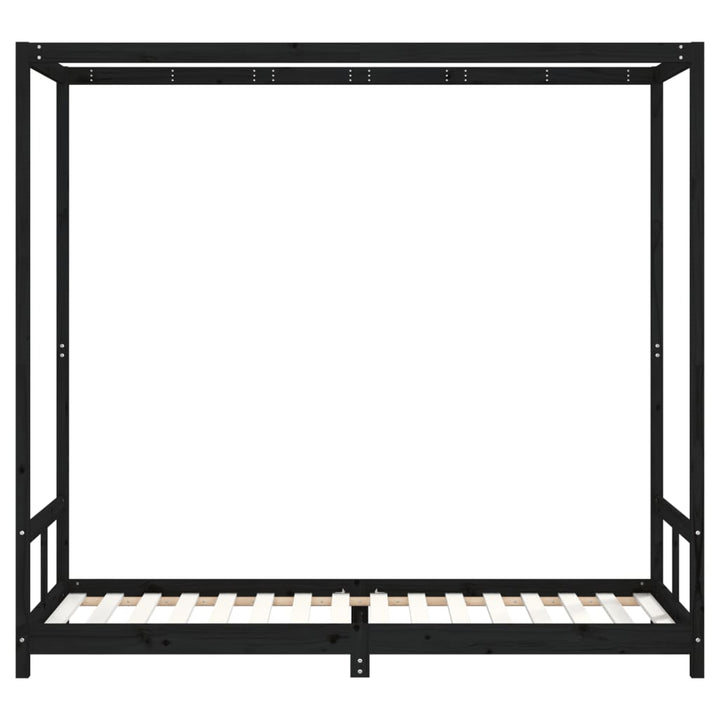 sengeramme til juniorseng 80x200 cm massivt fyrretræ sort