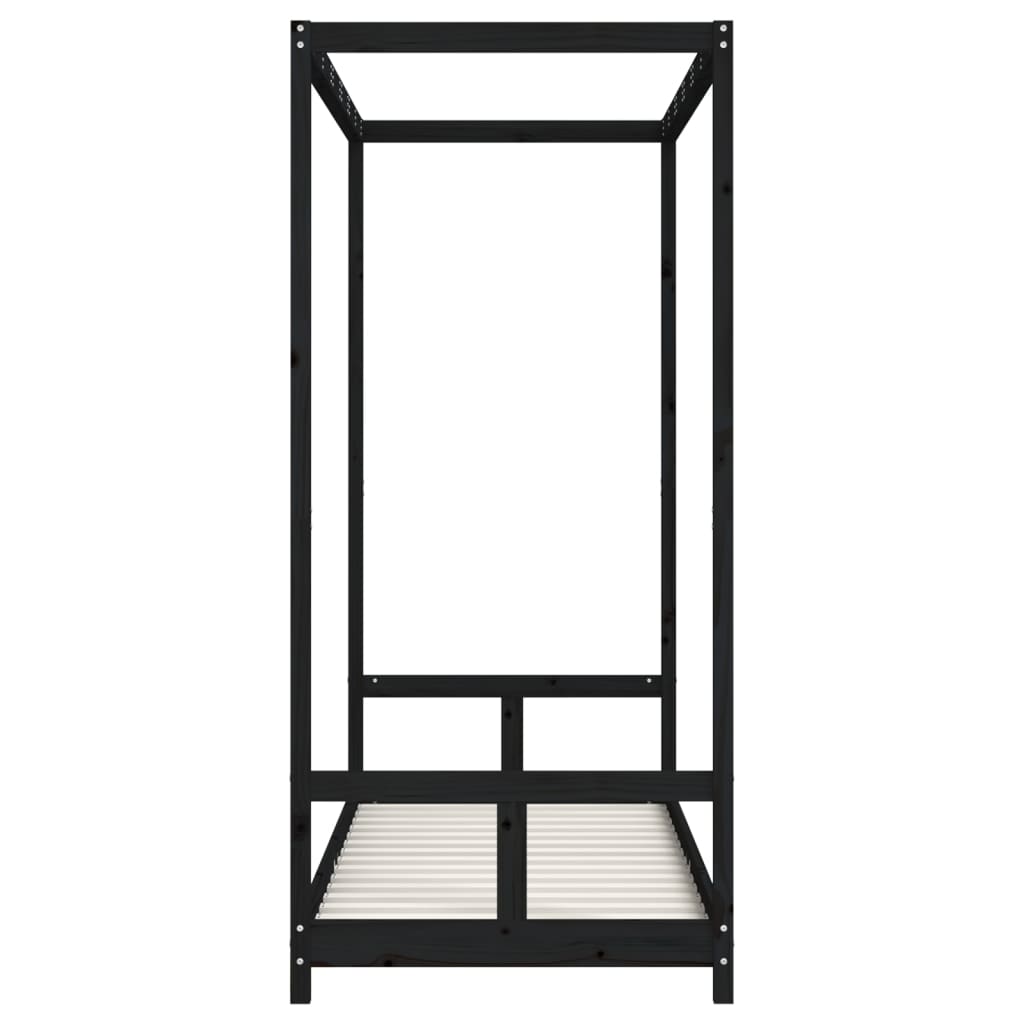sengeramme til juniorseng 80x200 cm massivt fyrretræ sort