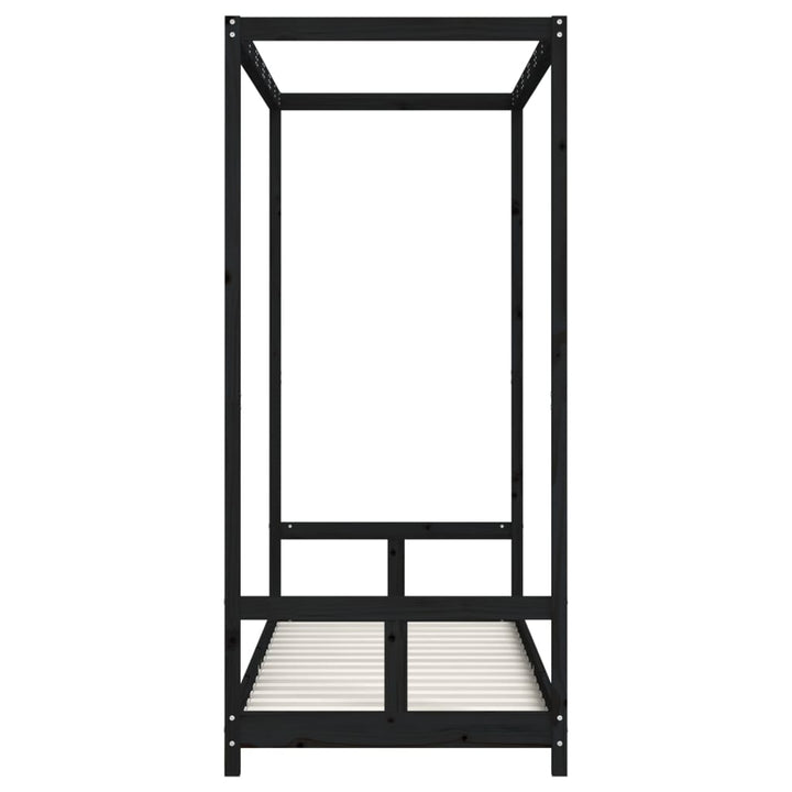 sengeramme til juniorseng 80x200 cm massivt fyrretræ sort