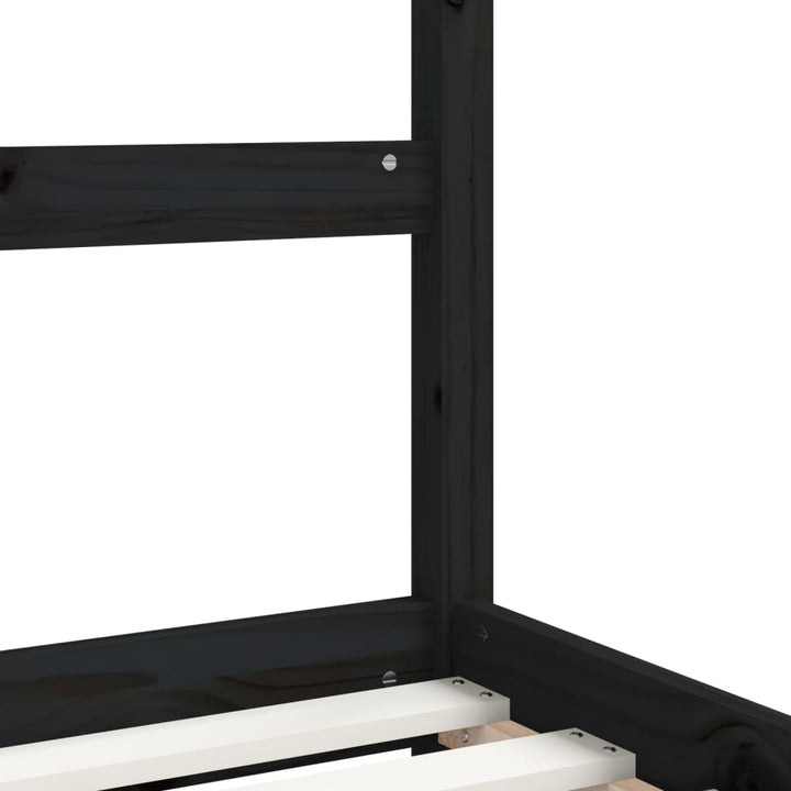 sengeramme til juniorseng 80x200 cm massivt fyrretræ sort