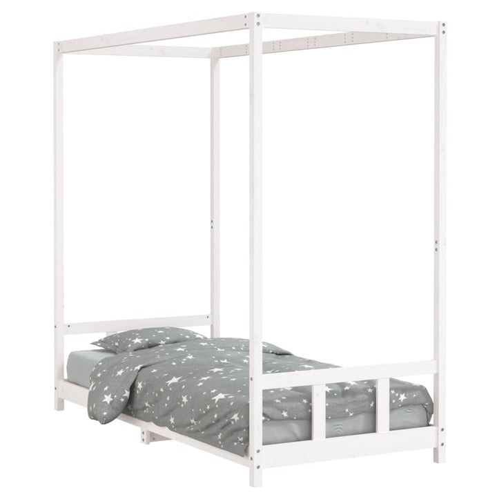 sengeramme til juniorseng 90x200 cm massivt fyrretræ hvid