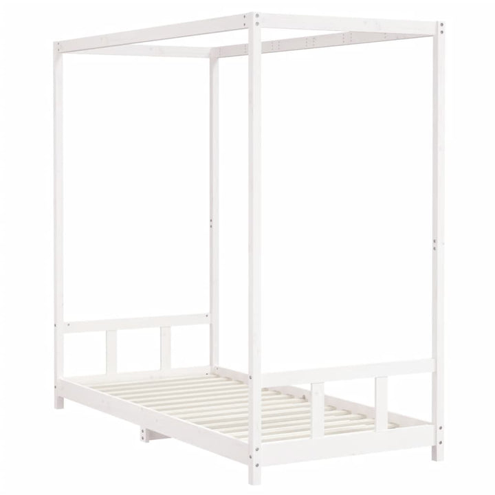 sengeramme til juniorseng 90x200 cm massivt fyrretræ hvid