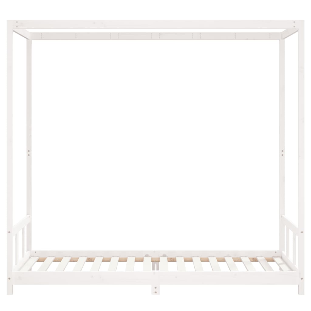 sengeramme til juniorseng 90x200 cm massivt fyrretræ hvid