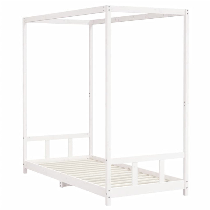 sengeramme til juniorseng 90x200 cm massivt fyrretræ hvid