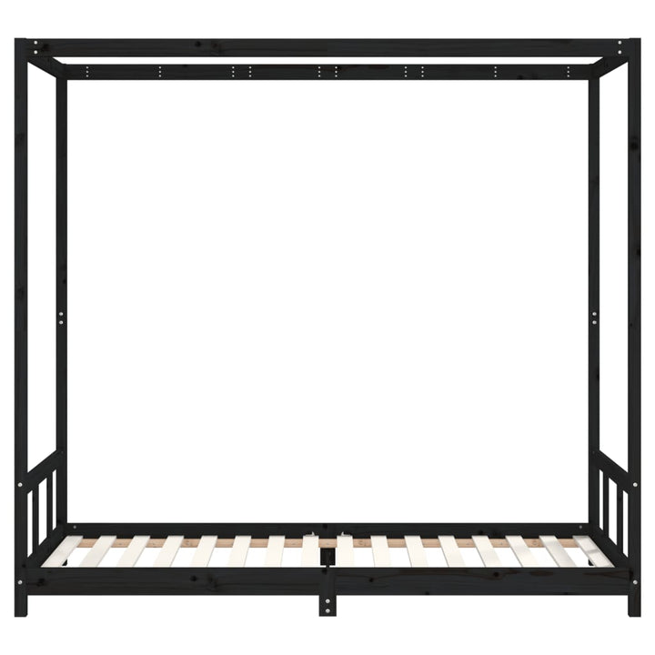 sengeramme til juniorseng 90x200 cm massivt fyrretræ sort