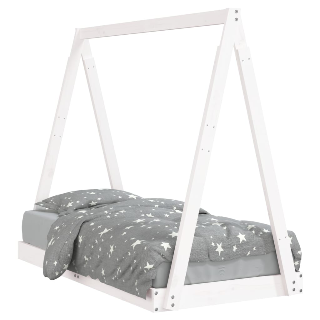 sengeramme til juniorseng 70x140 cm massivt fyrretræ hvid