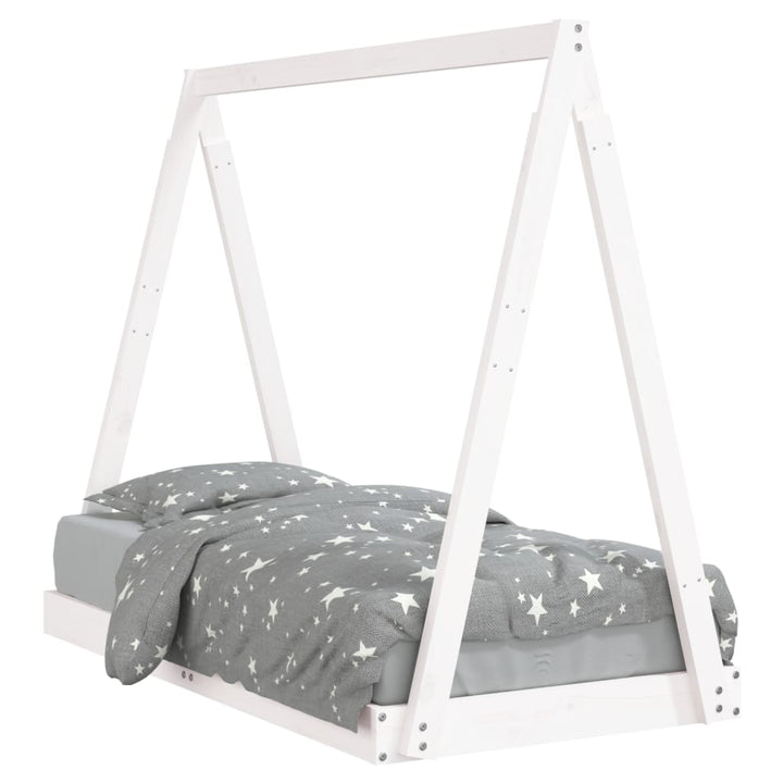 sengeramme til juniorseng 70x140 cm massivt fyrretræ hvid