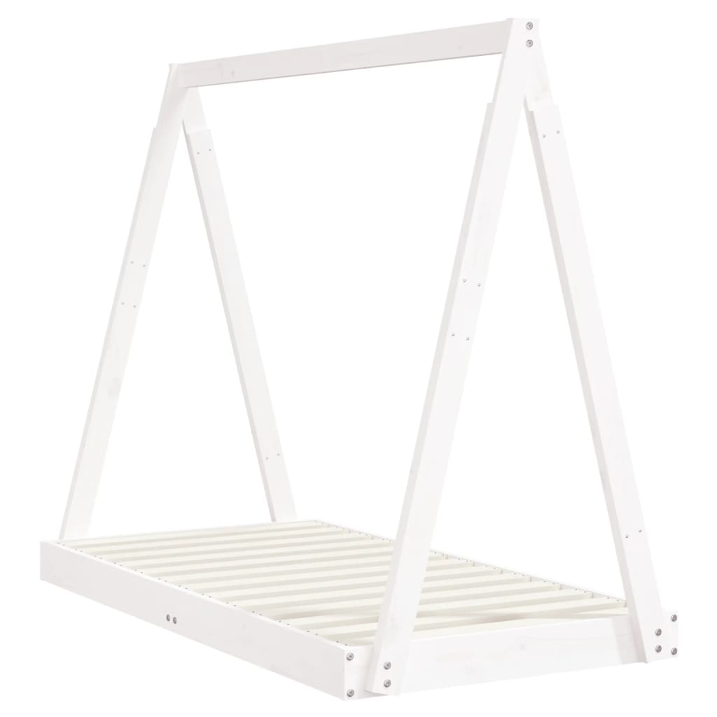sengeramme til juniorseng 70x140 cm massivt fyrretræ hvid