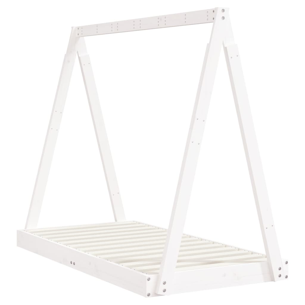 sengeramme til juniorseng 70x140 cm massivt fyrretræ hvid