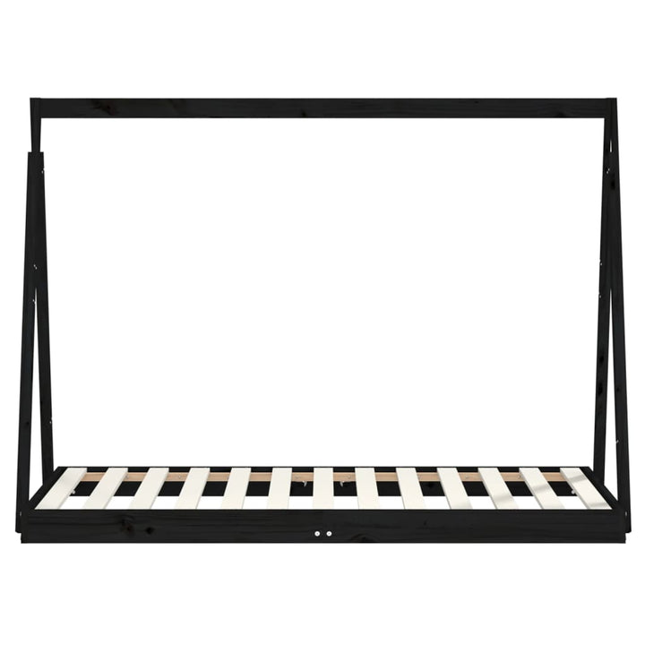 sengeramme til juniorseng 80x160 cm massivt fyrretræ sort