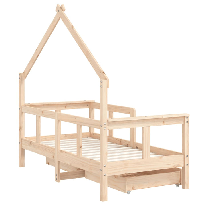 sengeramme til juniorseng m. skuffer 70x140 cm massivt fyr
