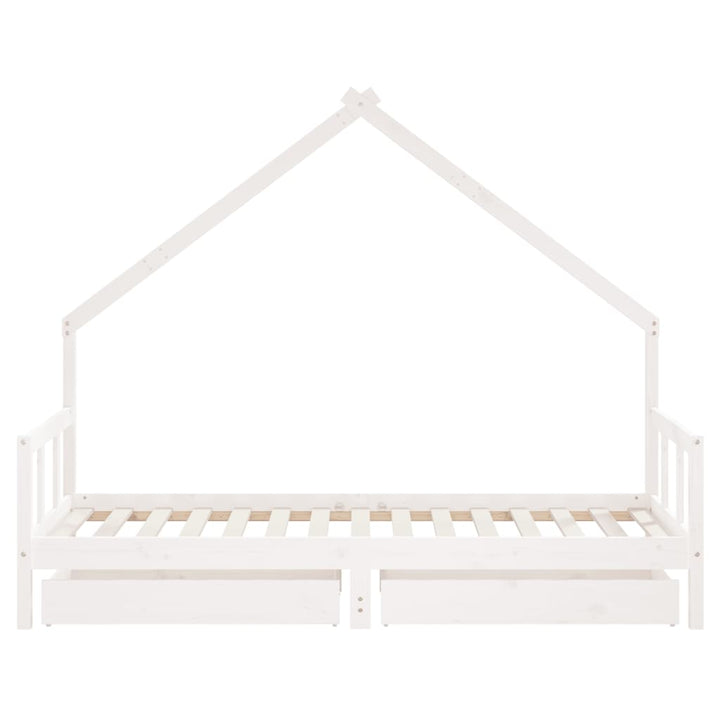 sengeramme til juniorseng m. skuffer 90x190 cm massivt fyr hvid