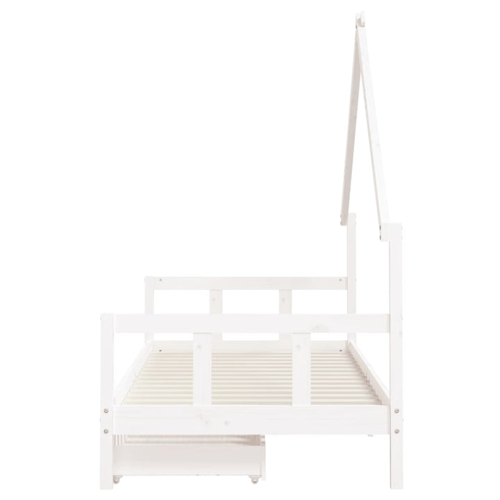 sengeramme til juniorseng m. skuffer 90x190 cm massivt fyr hvid
