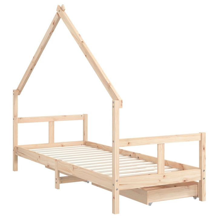 sengeramme til juniorseng m. skuffer 80x200 cm massivt fyr