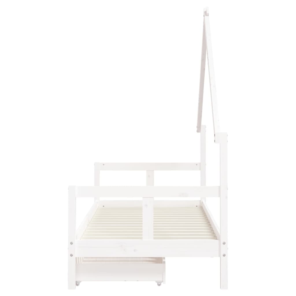 sengeramme til juniorseng m. skuffer 80x200 cm massivt fyr hvid