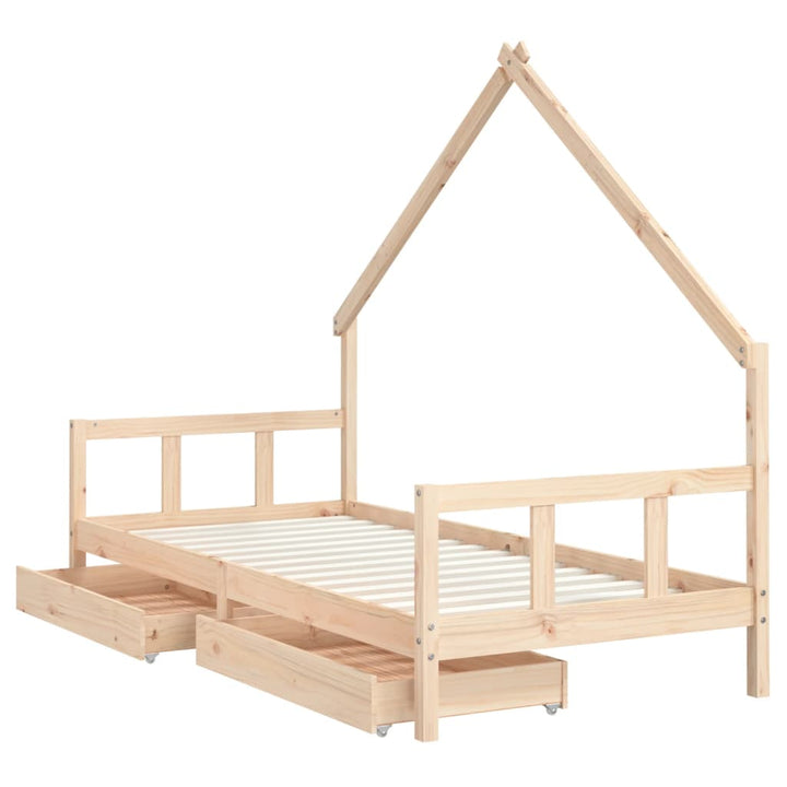 sengeramme til juniorseng m. skuffer 90x200 cm massivt fyr