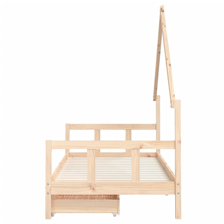 sengeramme til juniorseng m. skuffer 90x200 cm massivt fyr