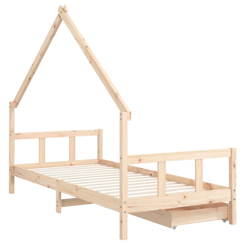 sengeramme til juniorseng m. skuffer 90x200 cm massivt fyr