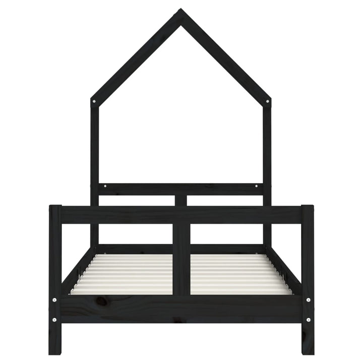sengeramme til juniorseng 80x160 cm massivt fyrretræ sort