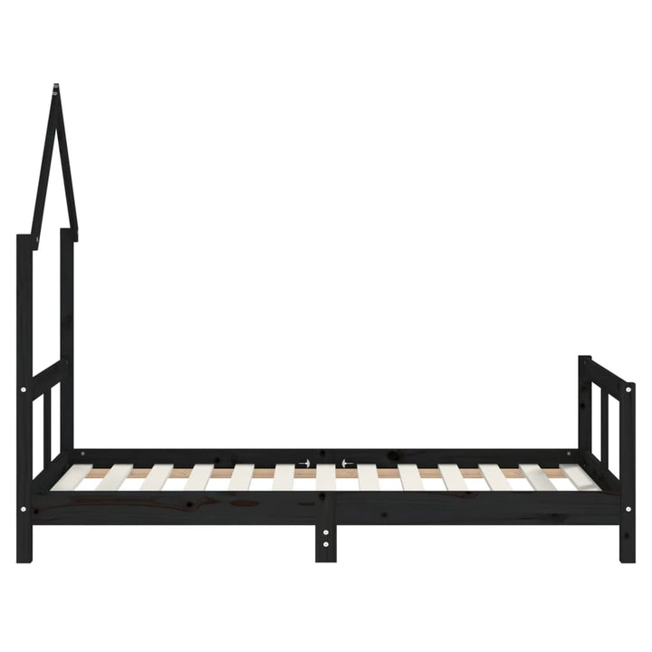 sengeramme til juniorseng 80x160 cm massivt fyrretræ sort
