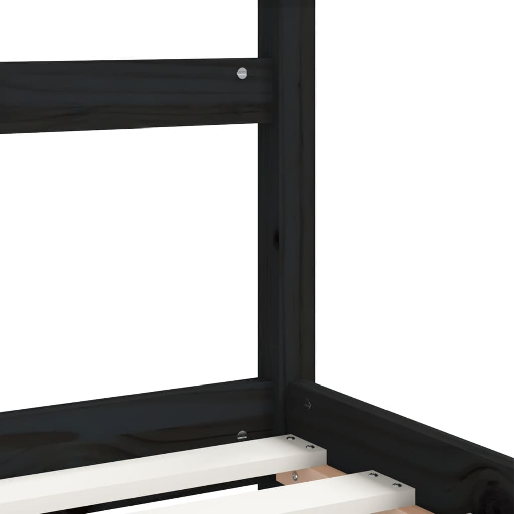 sengeramme til juniorseng 80x160 cm massivt fyrretræ sort