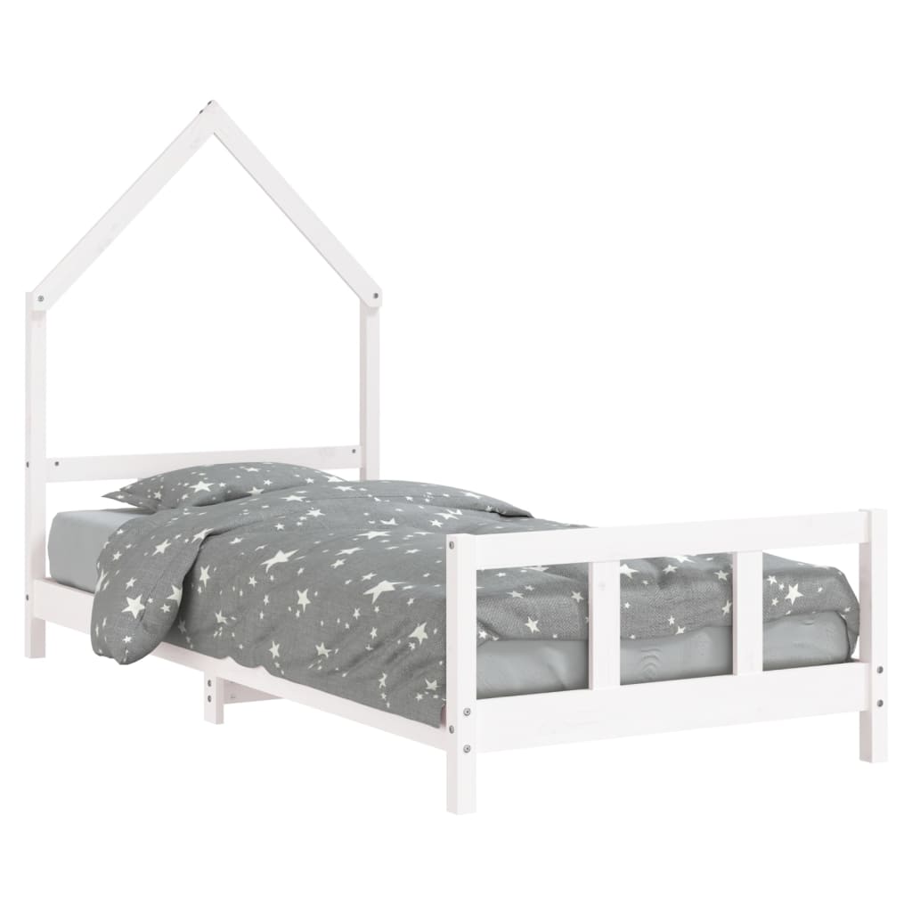 sengeramme til juniorseng 90x190 cm massivt fyrretræ hvid