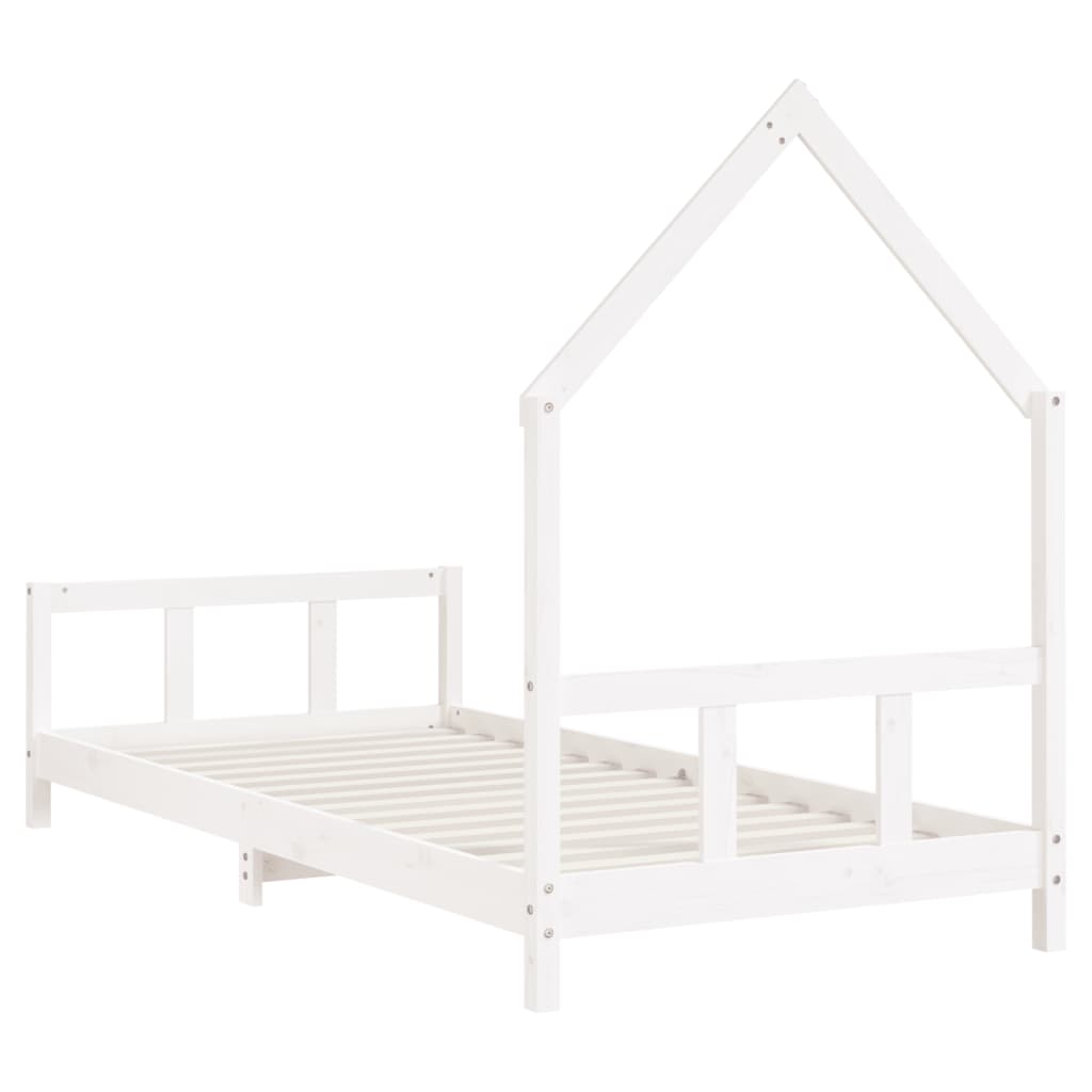 sengeramme til juniorseng 90x190 cm massivt fyrretræ hvid