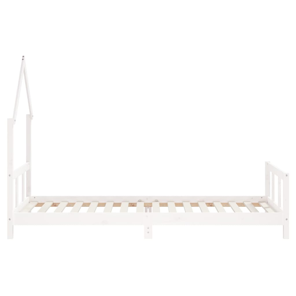 sengeramme til juniorseng 90x200 cm massivt fyrretræ hvid