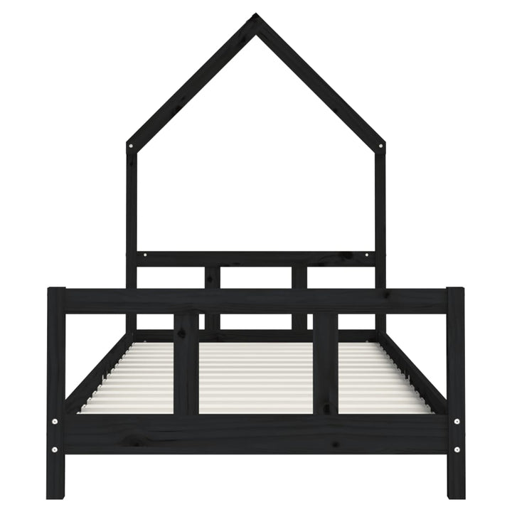 sengeramme til juniorseng 90x200 cm massivt fyrretræ sort