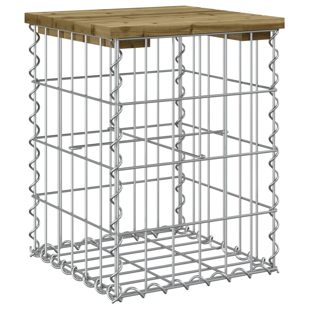 havebænk med gabiondesign 33x31x42 cm imprægneret fyrretræ