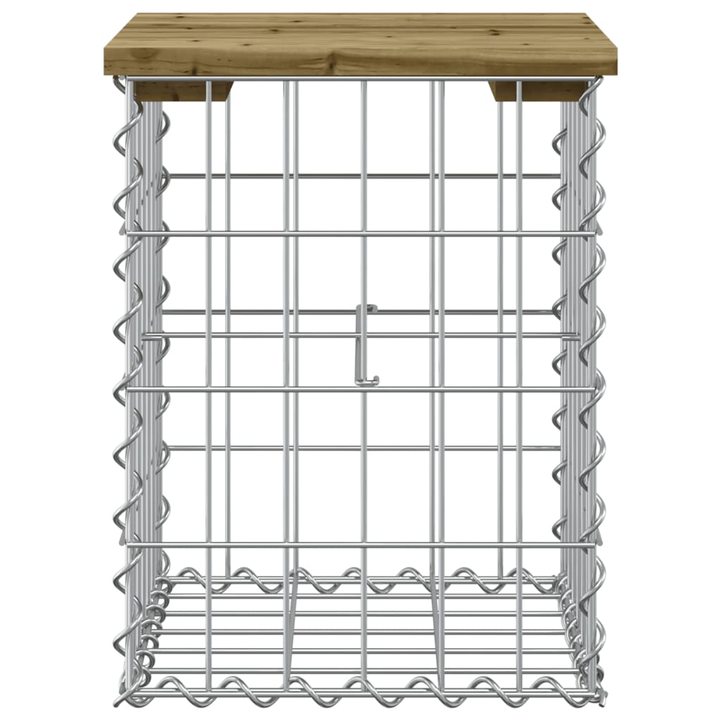 havebænk med gabiondesign 33x31x42 cm imprægneret fyrretræ