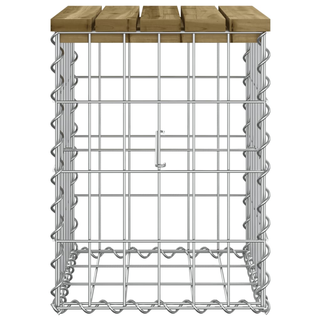 havebænk med gabiondesign 33x31x42 cm imprægneret fyrretræ