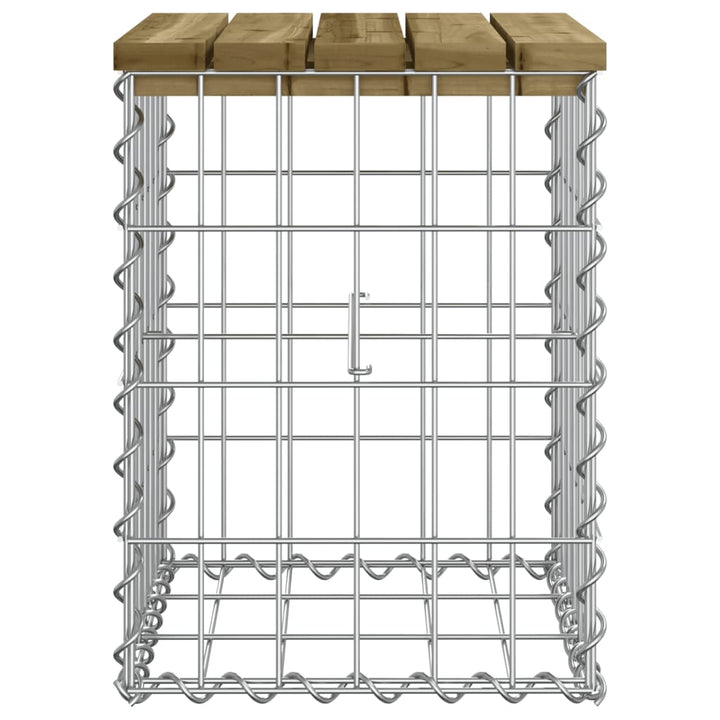 havebænk med gabiondesign 33x31x42 cm imprægneret fyrretræ