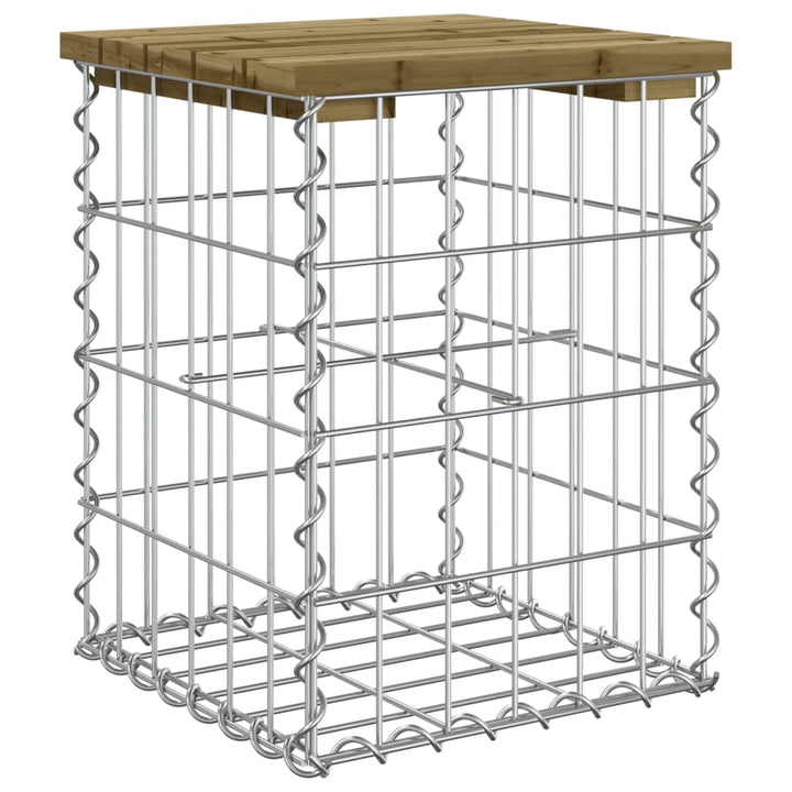 havebænk med gabiondesign 33x31x42 cm imprægneret fyrretræ